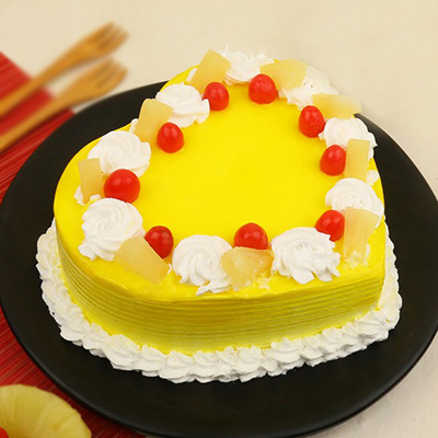 "Heart shape pineapple cake - 1kg - Click here to View more details about this Product